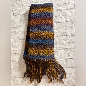 MULTI COLOR BOHO KNITTED OBLONG WITH FRINGE CHUNKY SCARF